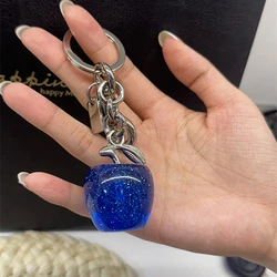 Colgante de cereza de cristal azul, decoración para bolso de entrenador, bolso de hombro, pieza de accesorio de llavero exquisito para mujer