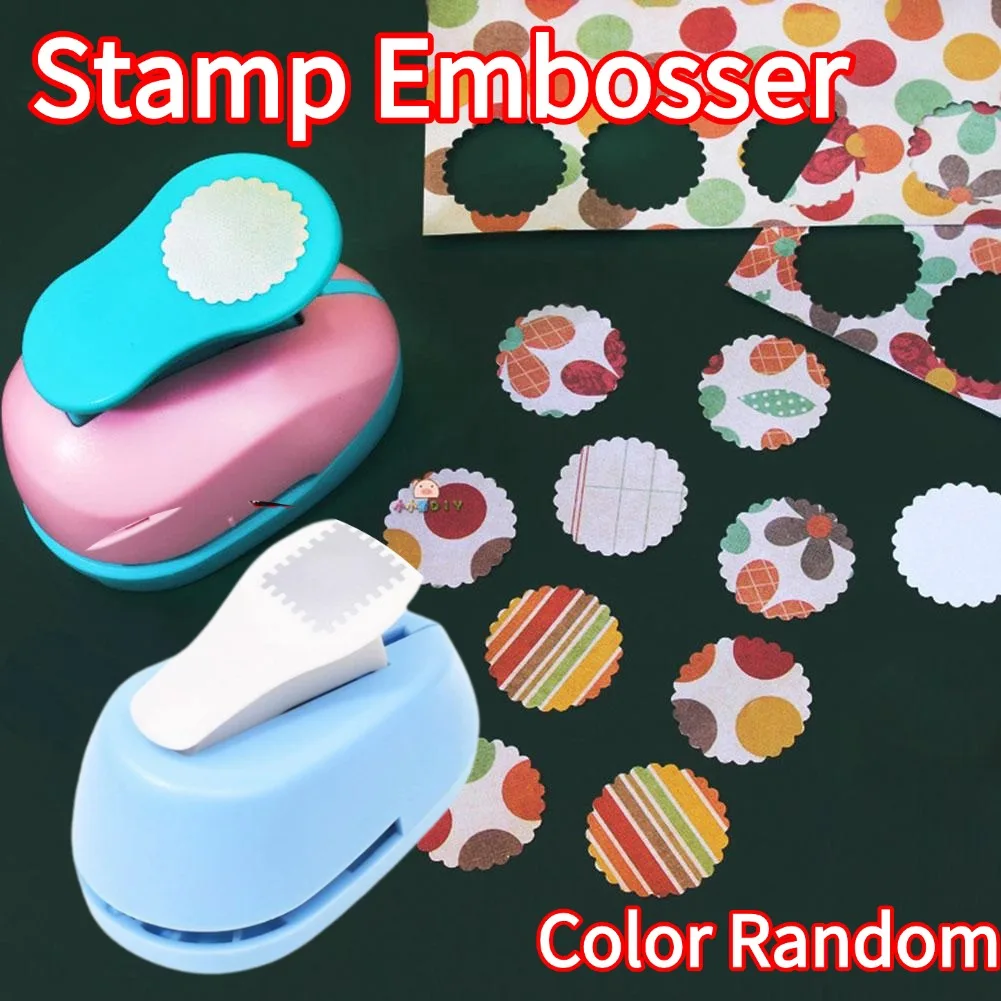 Color Random/ Square & Round Stamp Hole Punch Toothed Puncher Embosser Various Shape Punch Embossing Machine For Home School