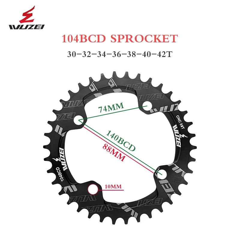 Wuzei Bcd Crown 104 Chainring Oval Direct Mount Single Crown Candle Pe Monoplate Mtb Crank 32 34 36 38 40 42 Teeth Chain Ring