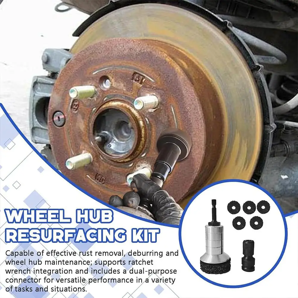 Wheel Hub Rust Removal Tool With 5 Sanding Discs Stud Rotor Brake Kit ABS Shell Tool Cleaner Anti-Corrosion & Polishing X6J9