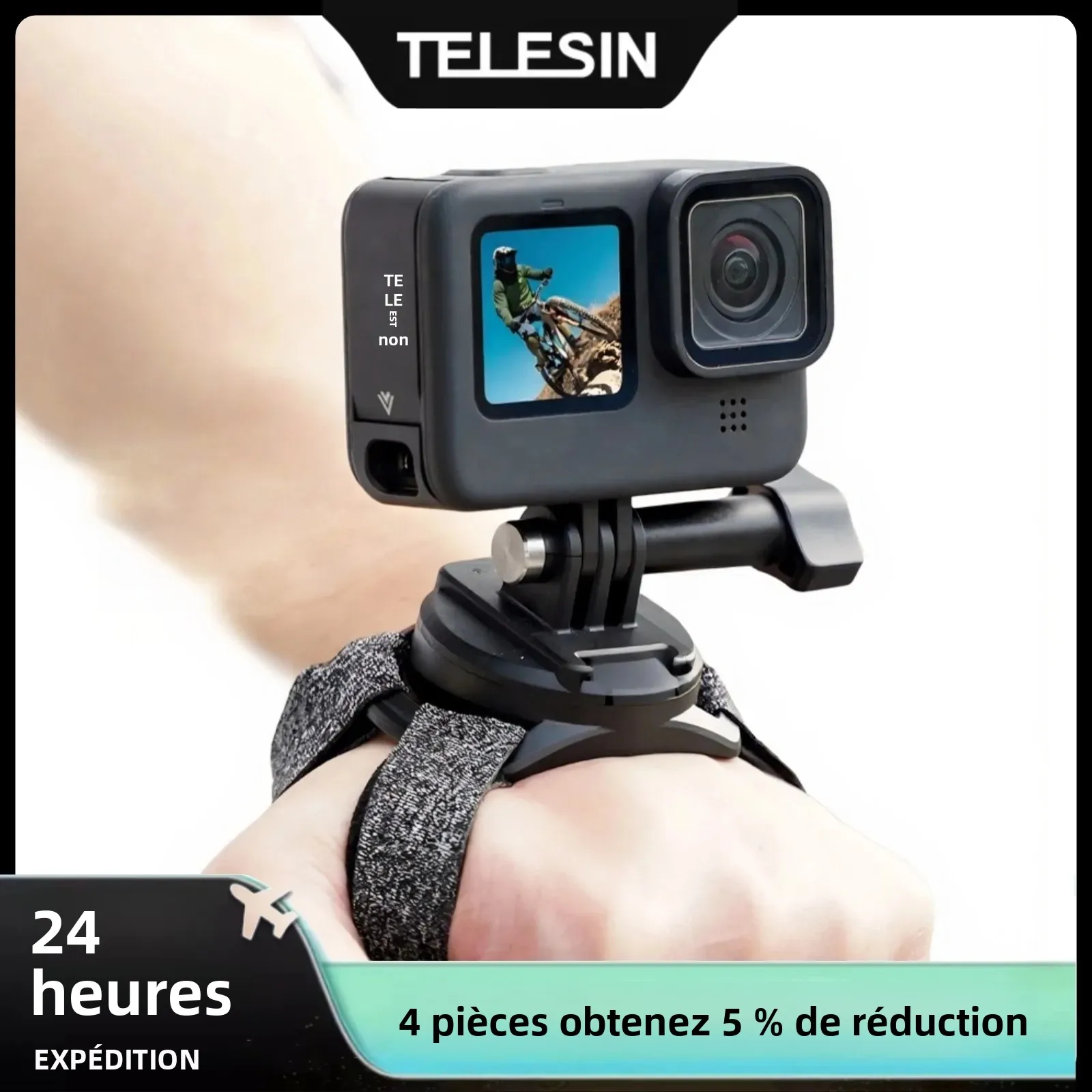 TELESIN 360 °   Support de dragonne rotatif pour GoPro Hero 13 12 11 10 9 8 7 DJI OSMO 360 Action 5 4 3 Insta360 X5 X4, accessoires