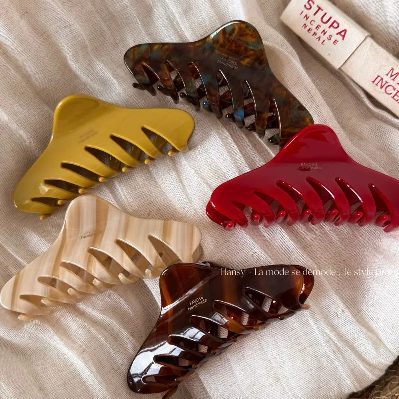 

French Acetic Acid Large Hair Claws Classic Bone Clip Shark Clip Popular Women Simple Back Head Hair Accessories