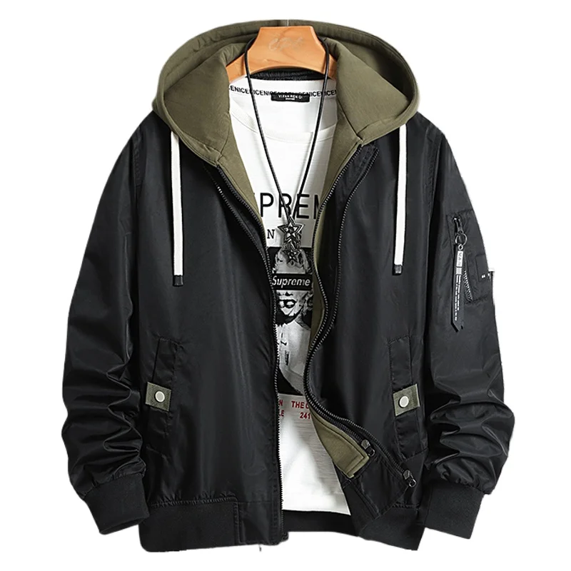 

Fake two casual jackets men's spring and autumn new tooling jackets mens jacket men clothing