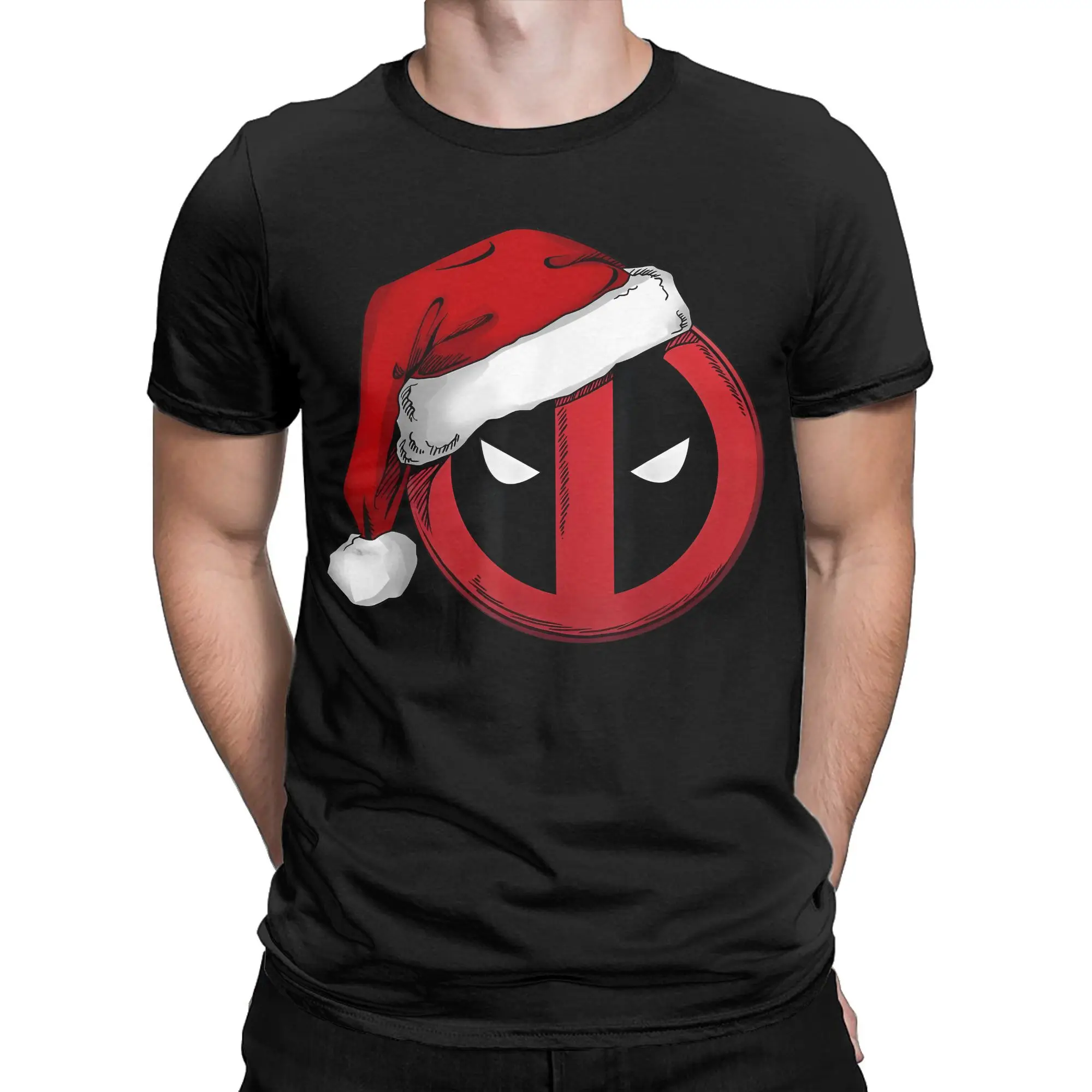 

Deadpool Icon Santa Hat Christmas T Shirt for Men 100% Cotton Vintage T-Shirts O Neck Tee Shirt Short Sleeve Clothing Gift Idea