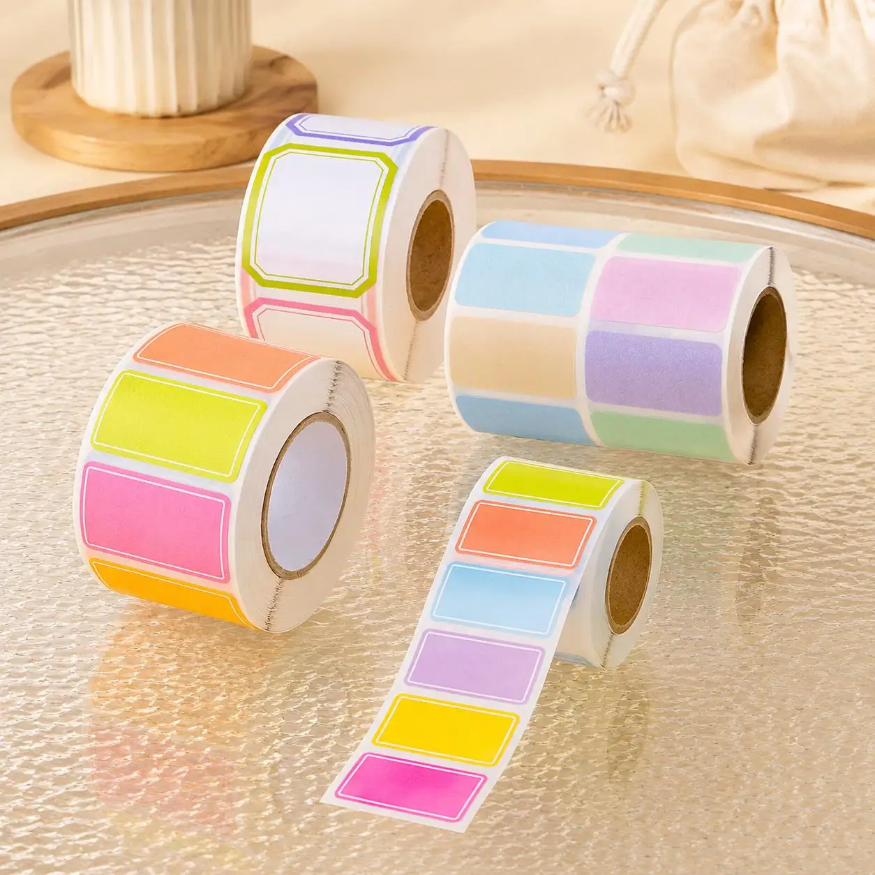 Color & Pastel Handwritten Sticker Rolls – Coated Paper Labels Double-Row for Pantry Jars, Storage Bins & Home Organization TMZ