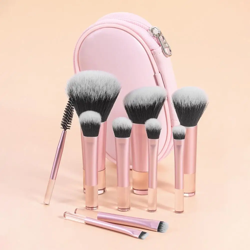 10pcs Mini Makeup Brush Set with Storage Bag Professional Foundation Contour Eyeshadow Eyebrow Brushes Beauty Makeup Tools