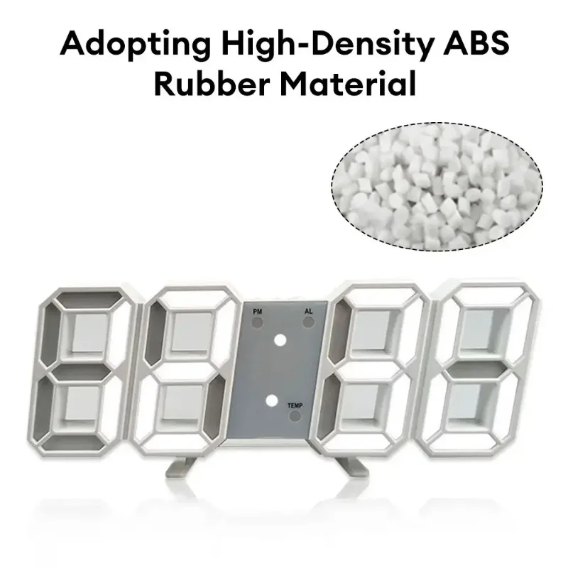 

3D LED Digital Alarm Clock Wall/Table Dual-Use with Time/Date/Temperature Modern Decor for Home Bedroom Living Room Office