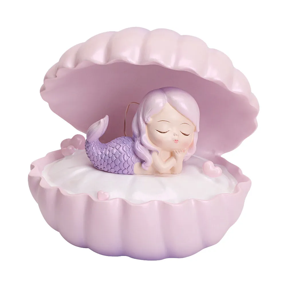 

1Pcs Shell Mermaid Small Night Lamp Resin Craft Creative Night Light Compact Bedside Lamp Decorative Desktop Ornament Nursery
