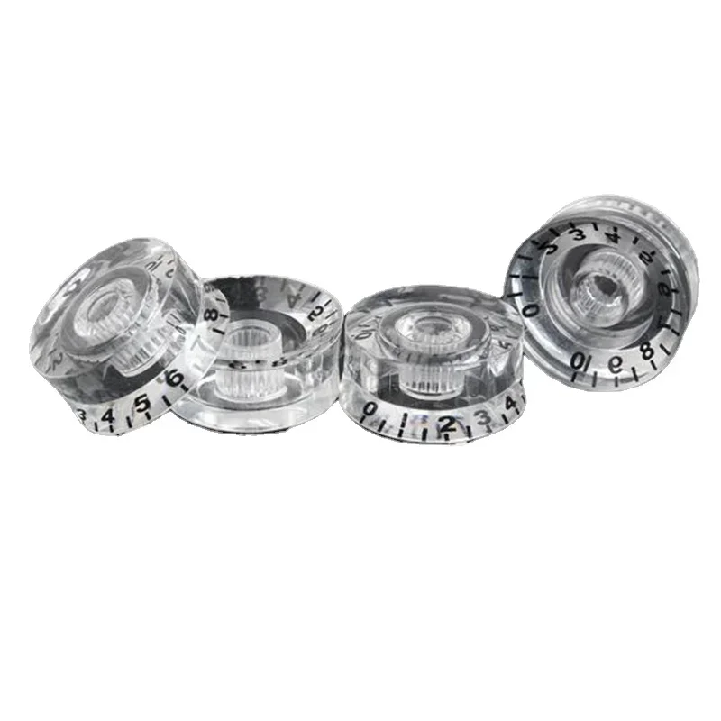 4pcs Transparent Guitar Speed Knobs Clear W Black Numbers for Electric Guitar FREE Shipping Guitar Parts  Guitarra