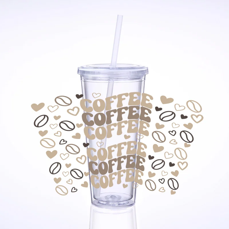 Hot Sale coffee cup wrap UV DTF Transfer Sticker For The 24oz Cold Cups Wraps Can DIY Waterproof Easy To Use