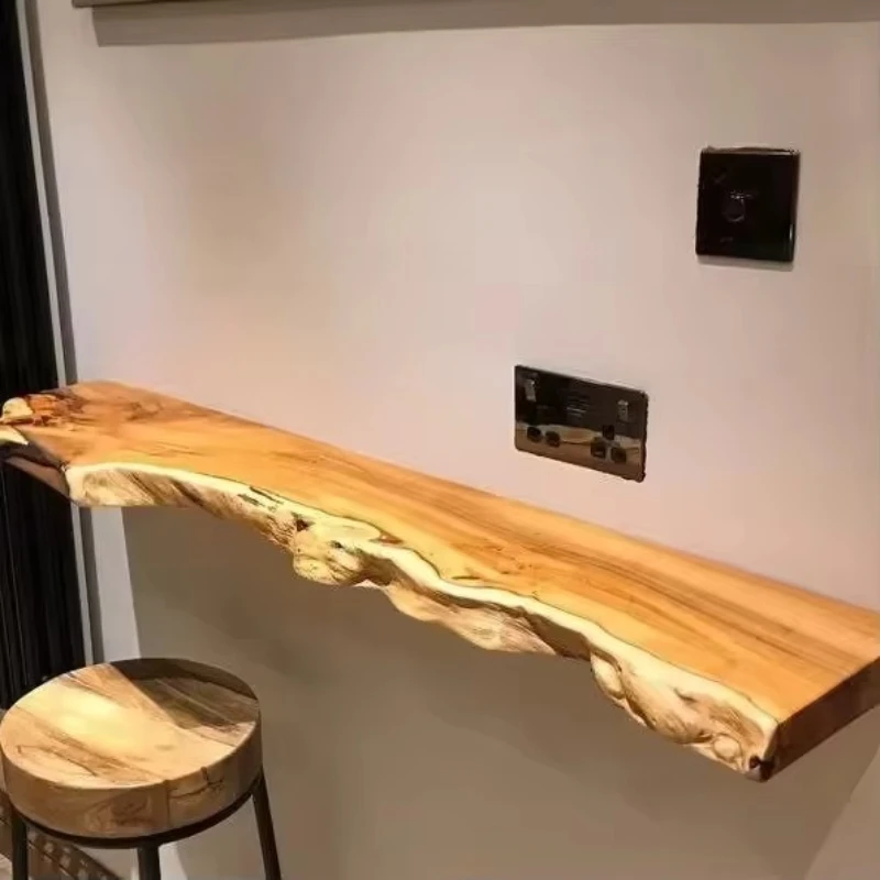 Furniture Metal legs Wooden top Long kitchen Dining room Wooden high pole table