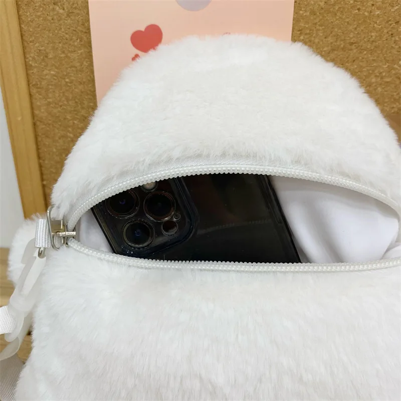 Cute Plush Spoof Ghost Bag Casual All-match Purse Fashion Women Handbag Shoulder Bag Cute Canvas Messenger Bag Funny Cartoon