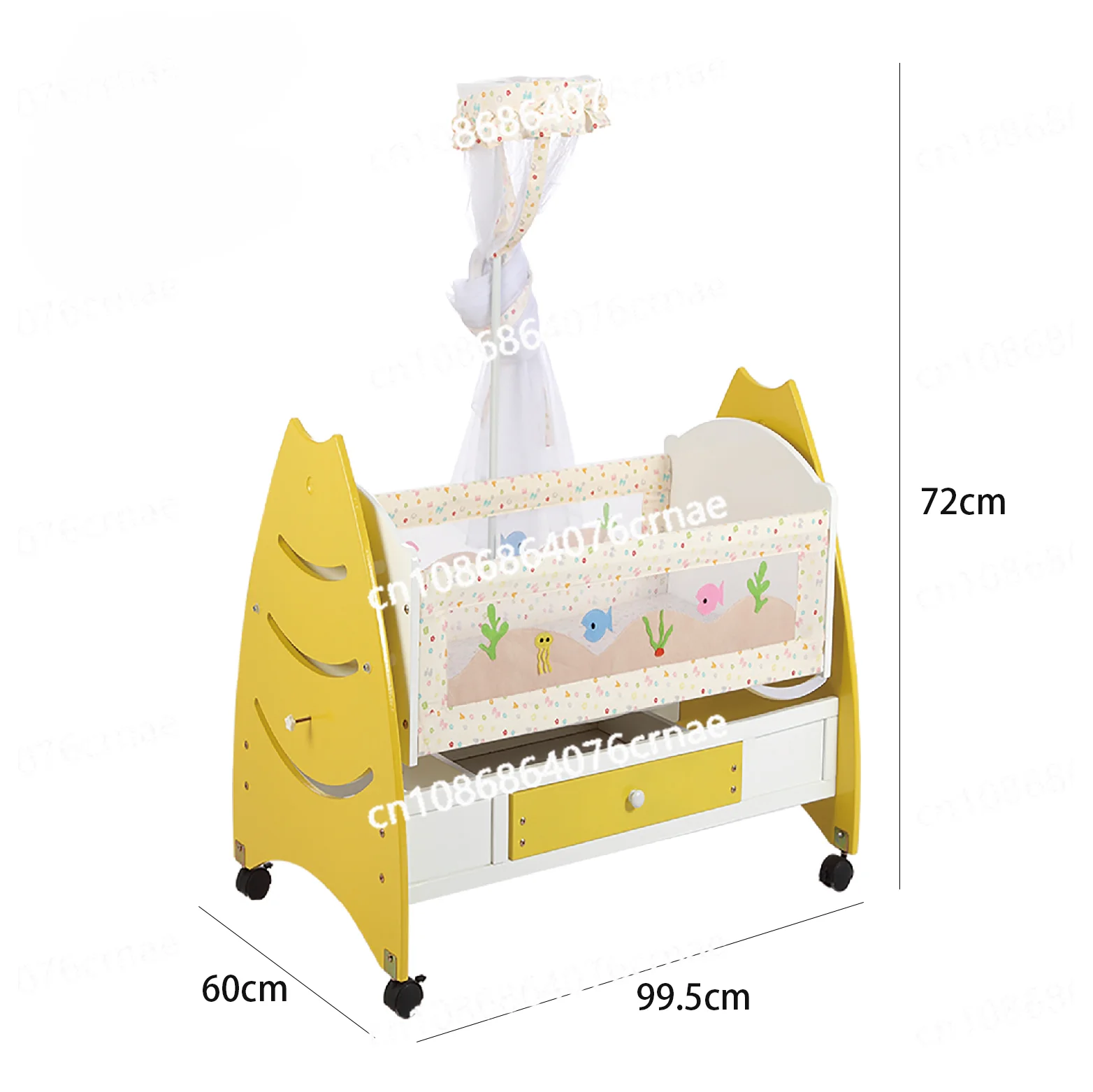 Multi Functional Baby Cot Bed Baby Crib with Removable Drawers with Mosquito Net and Wheels Animal Design