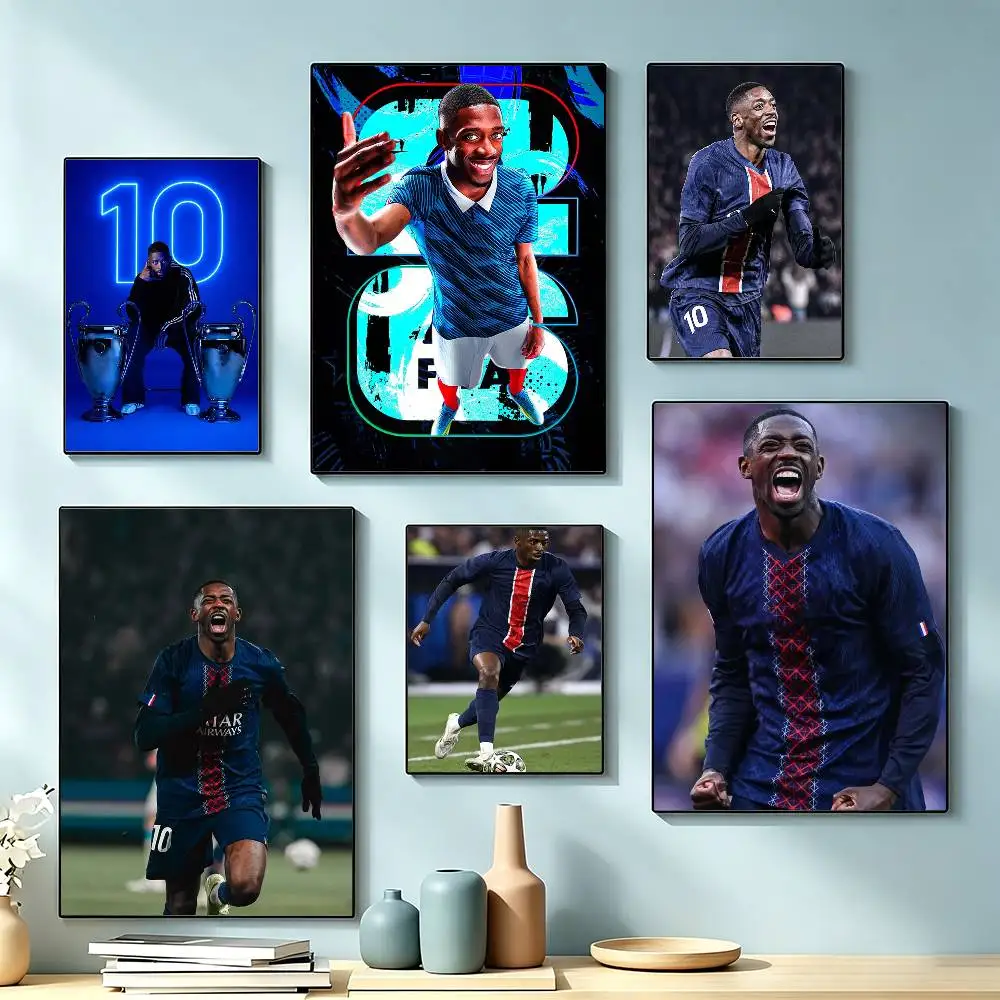 Football Ousmane Dembele Poster Waterproof Wall Art Sticker For Bar Living Room Vintage Decor High Quality Print Gift