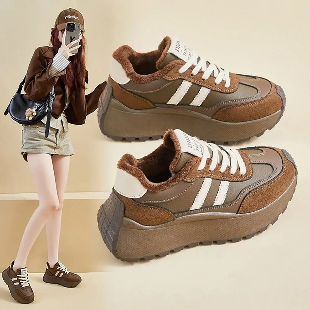 جديد 2025 لربيع وصيف وخريف ثي بوت كعب زيادة المرأة عادية oes سطح الجلود الربط Sports oes طالب