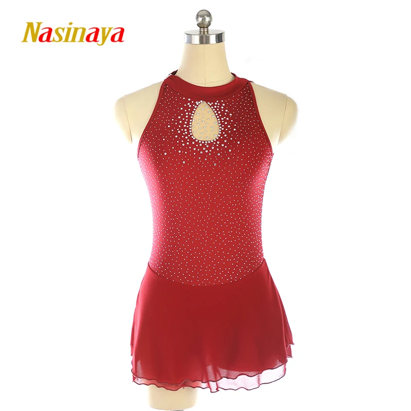 Figure Skating Performance Dress Adult and Girls Competition Grade Exam Skirt Sleeveless Full Diamond