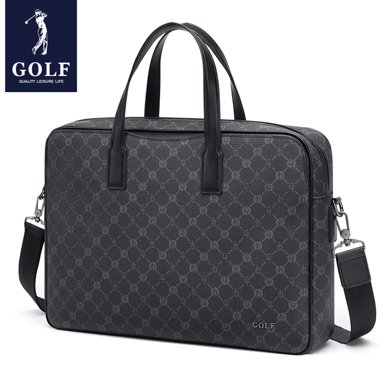 Bolsa de golfe para homens, bolsa de negócios vintage de luxo, bolsa de trabalho de couro para escritório, laptop com alça de ombro de alta qualidade