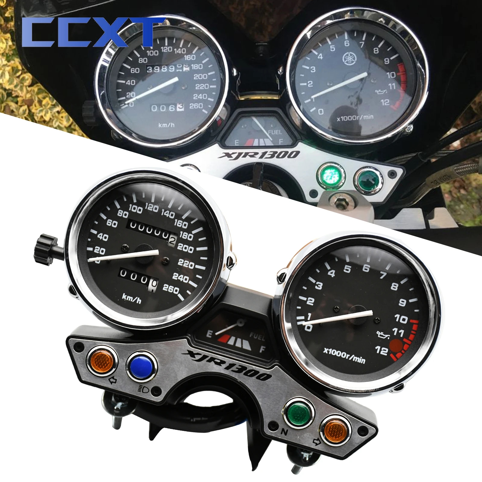 

Motorcycle 260 Gauges Cluster Speedometer Tachometer Odometer Fits For Yamaha XJR1300 XJR 1300 1989-1997 Universal Motocross