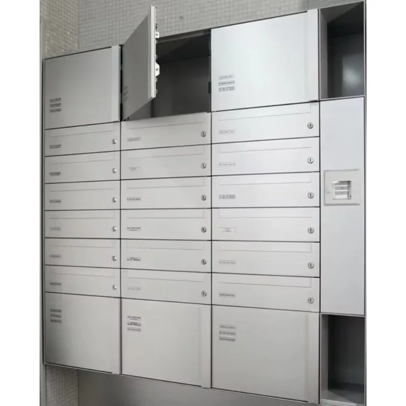 Wall-mounted stainless steel residential mailbox waterproof apartment mailbox with lock function