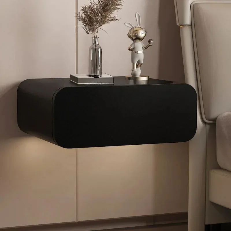 Solid Wood Suspended Bedside Table, Bedroom Bedside Cabinet, Minimalist Wind Storage, Hanging Small Storage Cabinet Nightstands