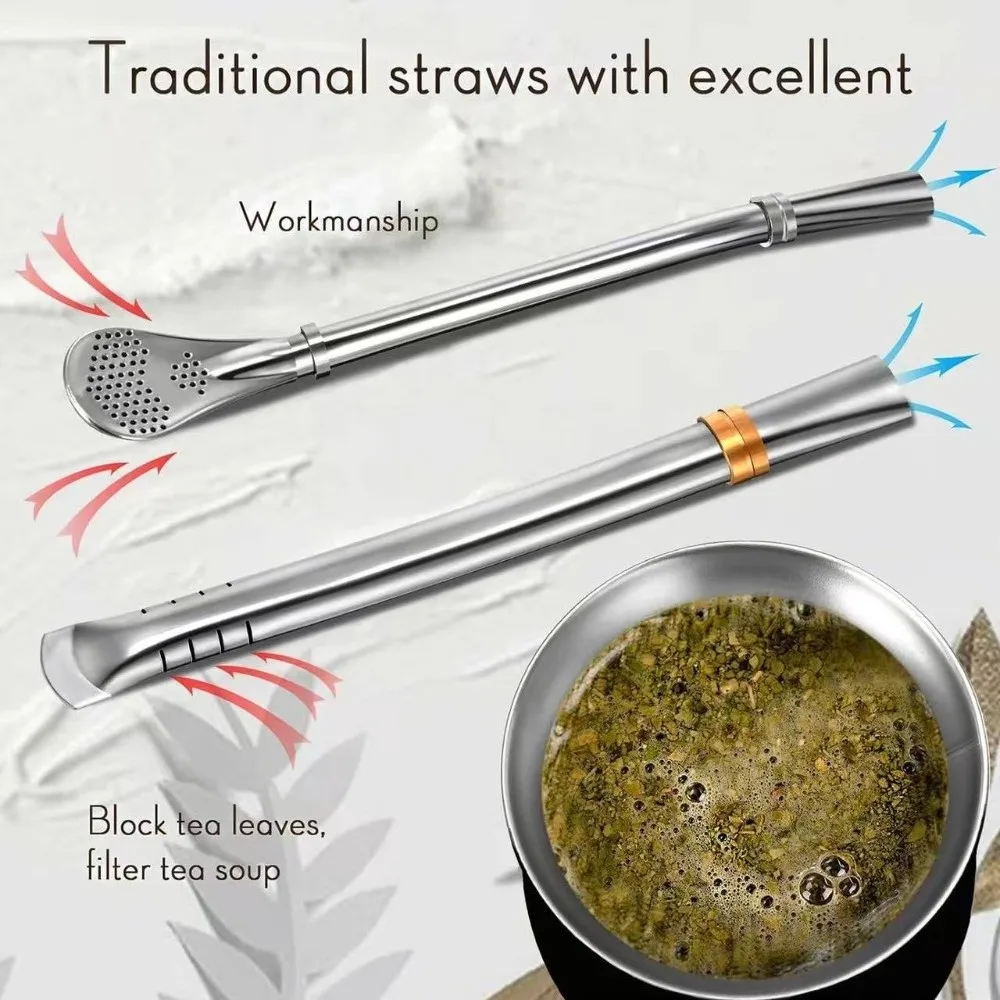 

Practical 230 ML Yerba Mate Cup Stainless Steel Double Wall Tea Cup Set with Cleaning Brush Reusable Insulated Cup Tea Drinking