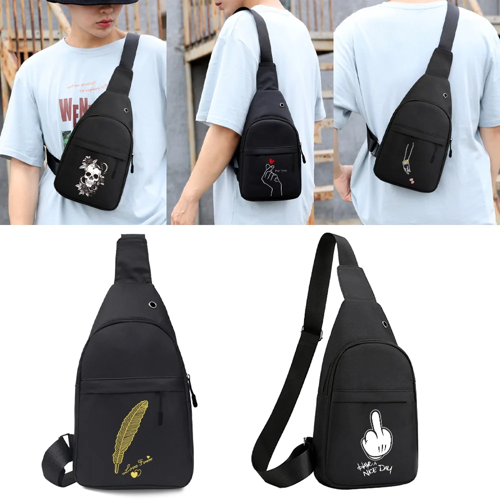 Man Chest Bag Phone Pocket Travel Neck Side Shoulder Fanny Pack Fashion Small Handbag Anime Print Outdoor Crossbody Gym Bags