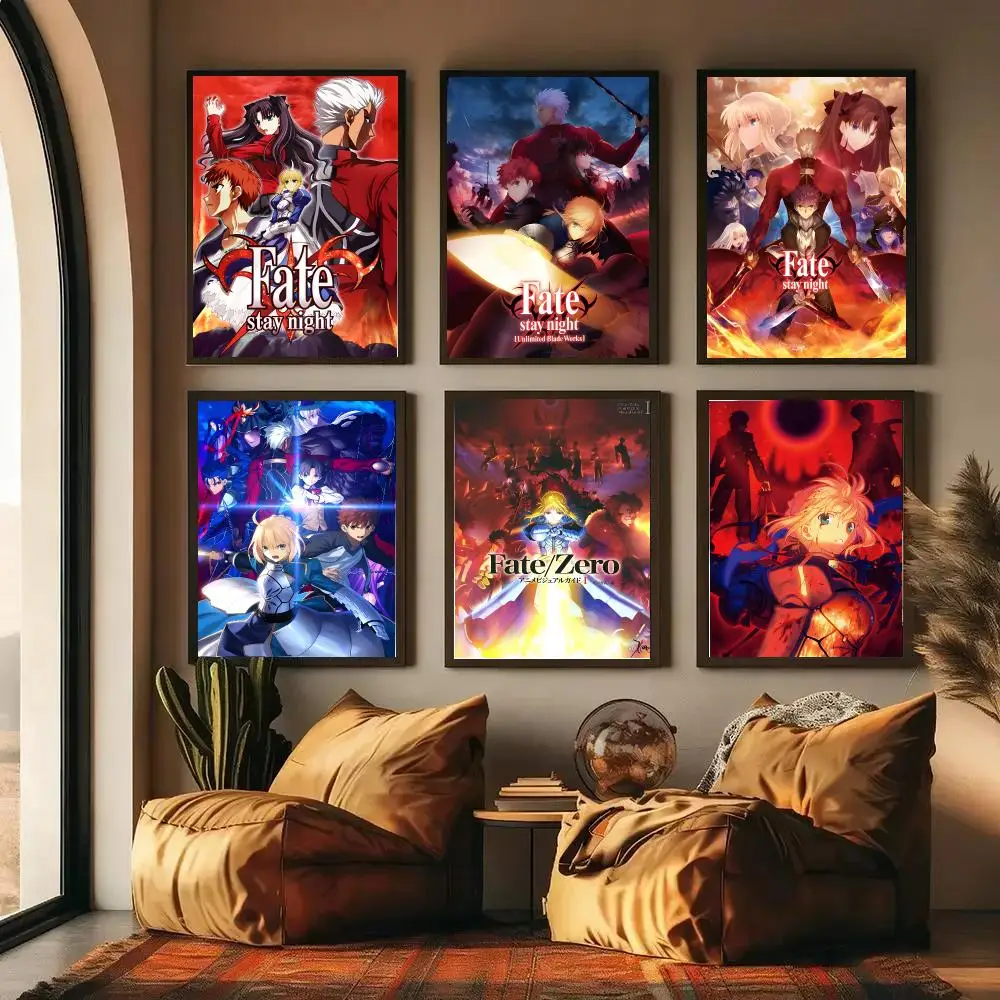 F-Fate Stay Night Poster High-definition Waterproof Poster Stickers, Suitable For Bedroom, Living Room, Home Decoration