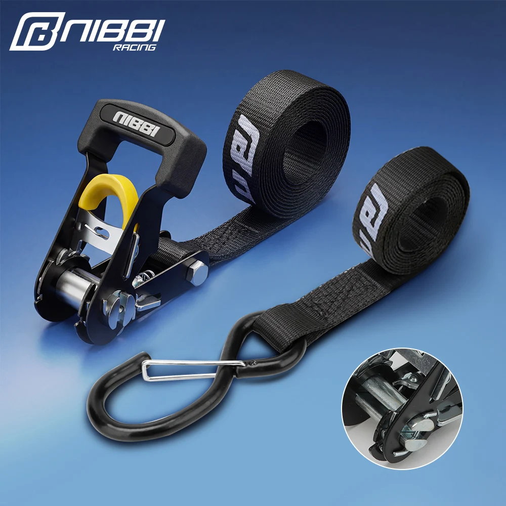 NIBBI 2 Sets Metall-Zurrgurte, einziehbare Spanngurte für Auto, Motorrad, Fahrrad, Gepäckgurte, Frachtbandagen – Detail 1