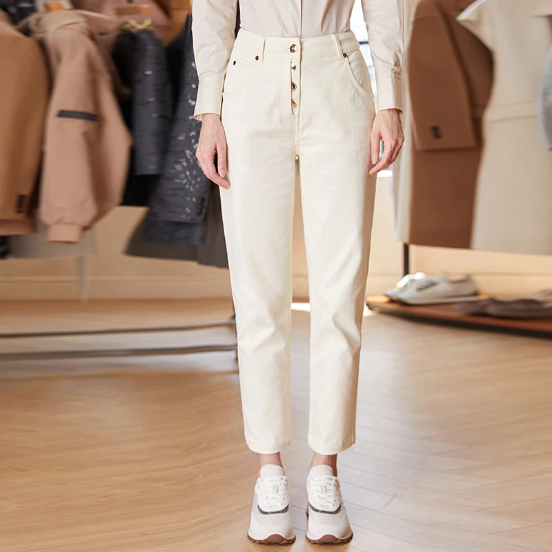 K1690L Jeans Luxury brand Clothing for Women ladies 98% Cotton long pants Loose Autumn Winter Trousers