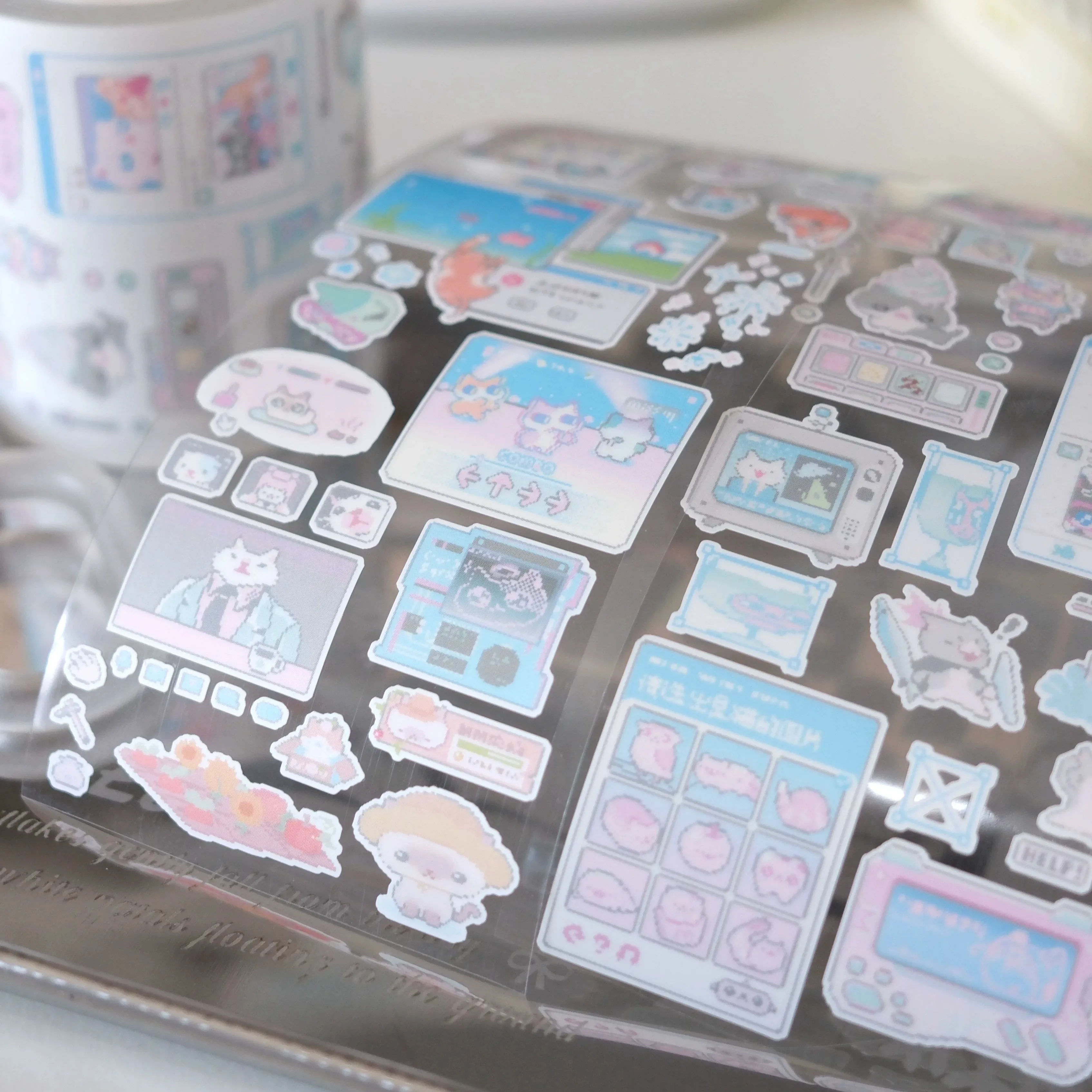 Cute Retro Y2K Internet Electronic Kitten Pet Sticker DIY Goo Card Journal Scrapbooking Photo Card Phone Case Collage Supply