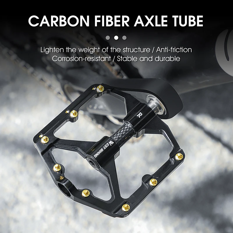 WEST BIKING-Pedal de fibra de carbono para bicicleta de carretera, 3 rodamientos, aleación de aluminio, antideslizante, accesorios para bicicleta de