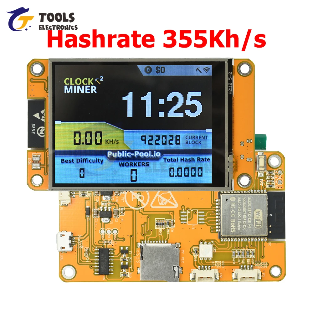 

ESP32 2.8-inch OLED Display Development Board ESP32-2432S028 Lucky Miner Hashrate 355Kh/s Hash Rate Operation with Micro USB