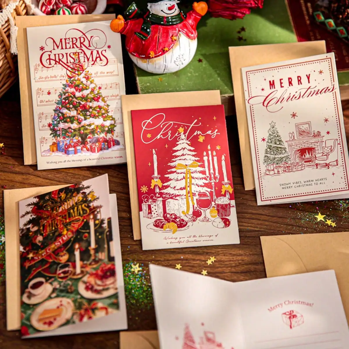 Rectangular Christmas Candlelight Song Greeting Card Birthday Thank You Confession Hand Account Blessing Decoration Stationery