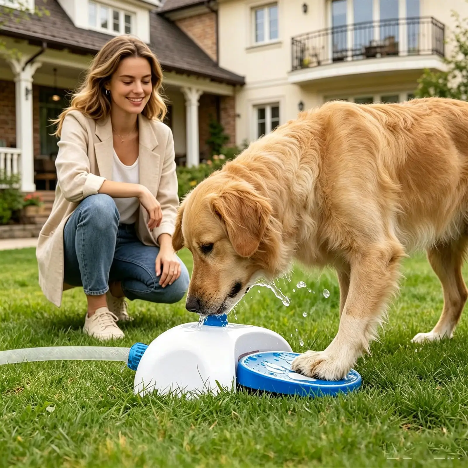 Outdoor Dog Water Dispenser Paw Activated Simple Use Easy Connection Step On Dog Water Fountain with Hose for Lawn for Pets