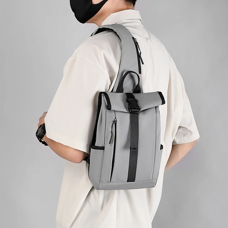 Men Chest Bag Large Capacity Shoulder Bags Portable Lightweight Cross Packs Multi-pocket Crossbody Pack with Detachable Shoulder