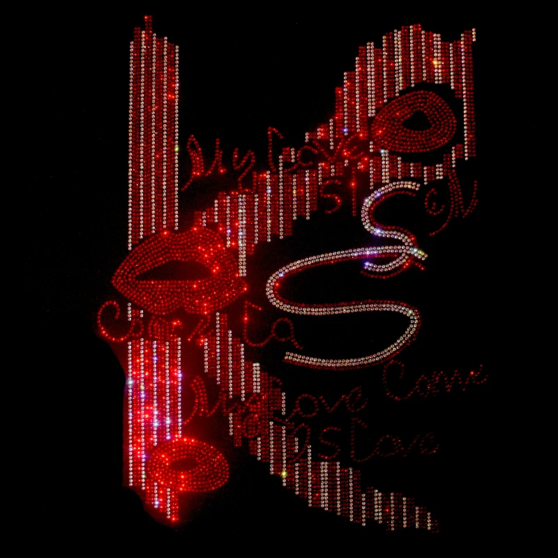 High-quality Rhinestone creative kiss ironing on sweaters, T-shirts, hoodies, denim jackets and clothing accessories