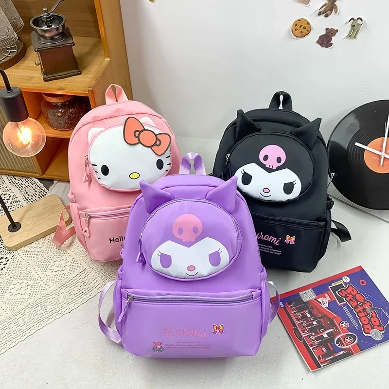 

Детский рюкзак Hello Kitty для девочек с героями мультфильмов Kuromi, студенческий, большой емкости для хранения, водонепроницаемый, дышащий, водонепроницаемый