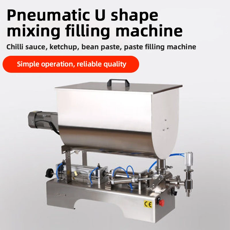 Factory Price 100-1500ml Desktop U Type Single Head Beverage Liquid Honey Paste Fluid Sauce Mixing Hopper Custom Filling Machine