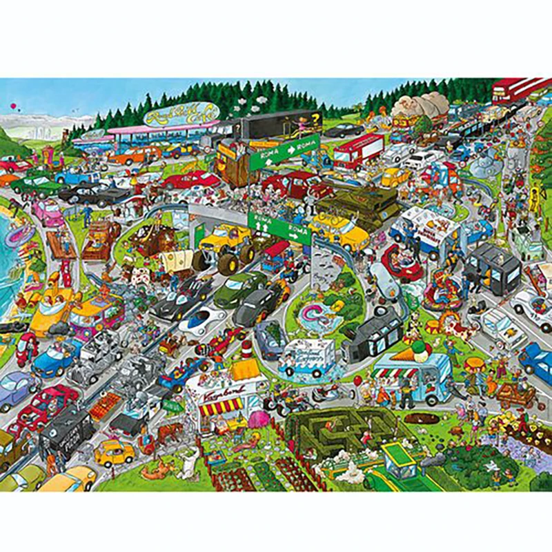 75*50cm 1000pcs Jigsaw Puzzle Busy Traffic Home Decoration Painting Adult Stress Relief Educational Toys