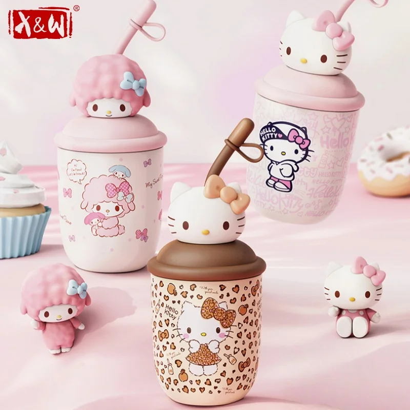 X&W for Disney Thermos Bottle Cartoon Mini Insulated Mug with 3D Doll Lid Stainless Steel Beverage Cup  Keep Hot＆Cold Drinkware