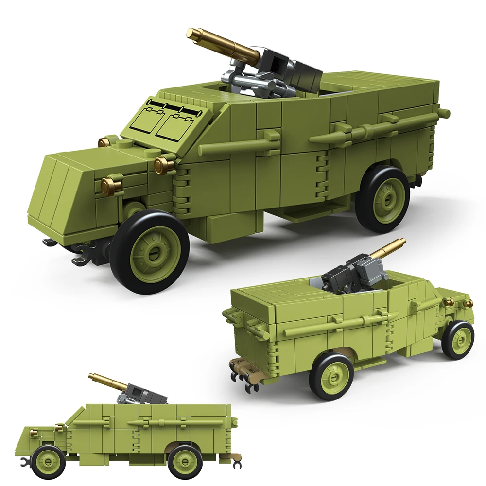 

WW1 Военный набор строительных блоков времен Второй мировой войны I Army, бронированный грузовик АА, бронеавтомобиль, кирпичи, городская строительная игрушка для детей