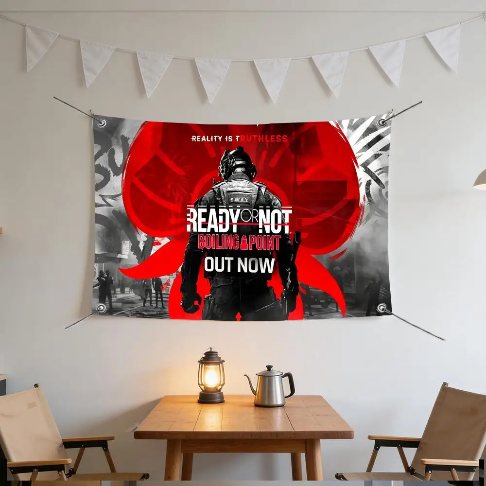 Game Tactical R-Ready or Not Shooter Flags Specialized for indoor and outdoor home decorations, outdoor camping, and bar parties