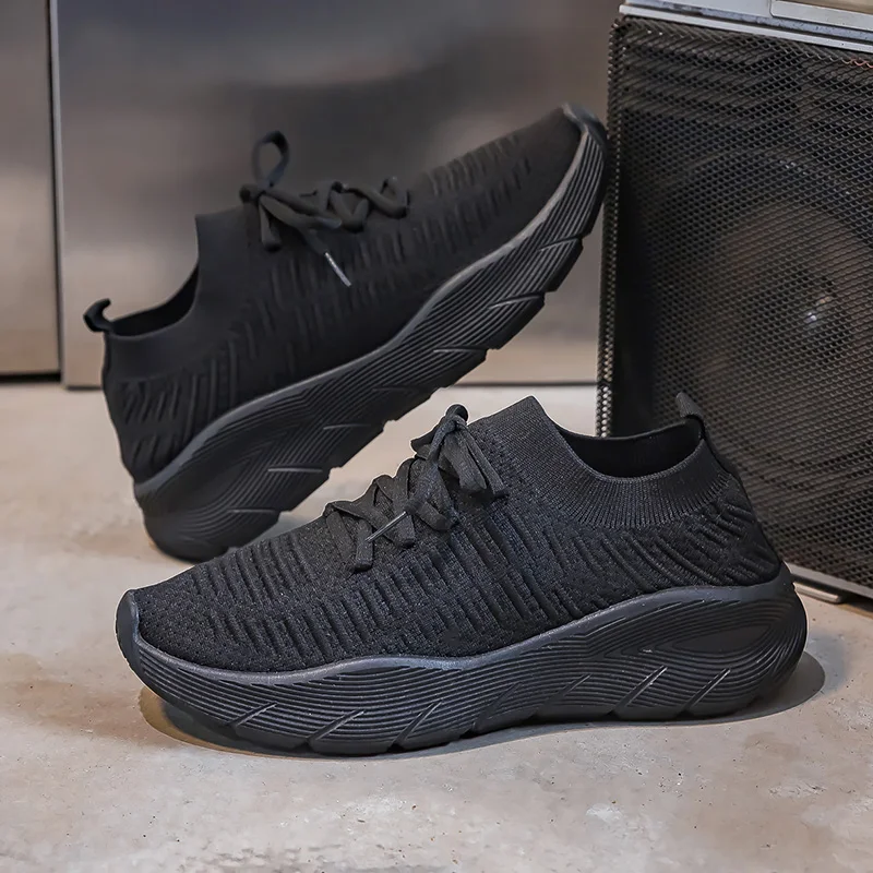 

Men's Sports Shoes Breathable Casual Socks Lace-up Flat Shoes Spring Soft-soled Hiking Running Sneakers