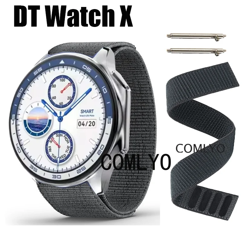 For DT Watch X Smart Watch Strap Band Hook&Look Nylon Belt Sports Women Men