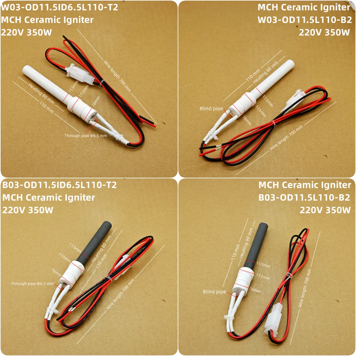 Encendedor de cerámica de 220V, 350W, varilla de encendido de horno de pellets de madera, calentador de biocombustible, Encendido rápido, ahorro de