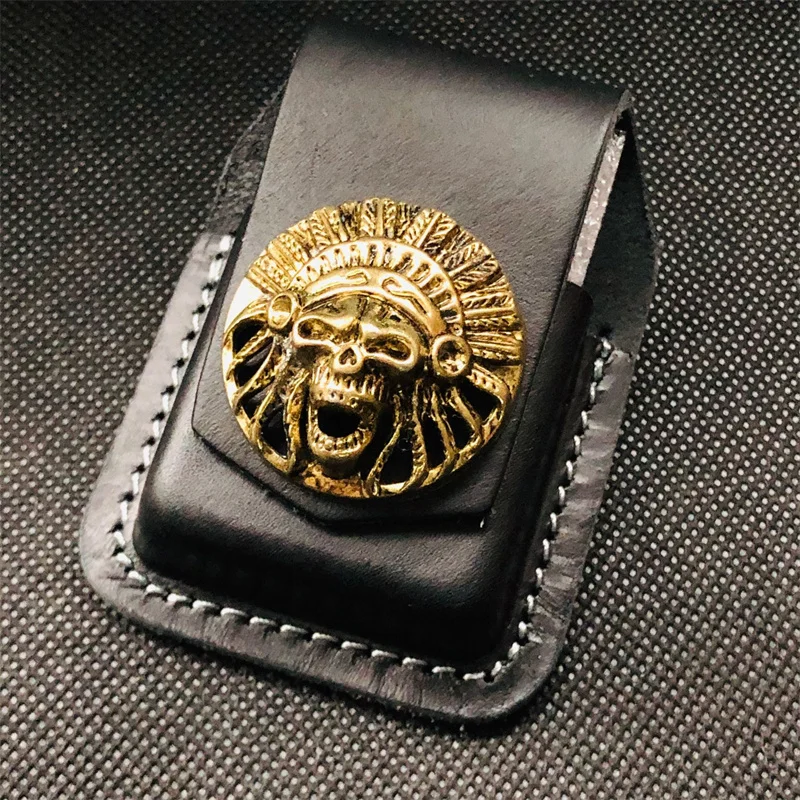 Retro Pentagram Kerosene Gasoline Lighter Leather Waist Bag For Zippo Lighters Handmade Belt Holster Cigarette Lighter Case