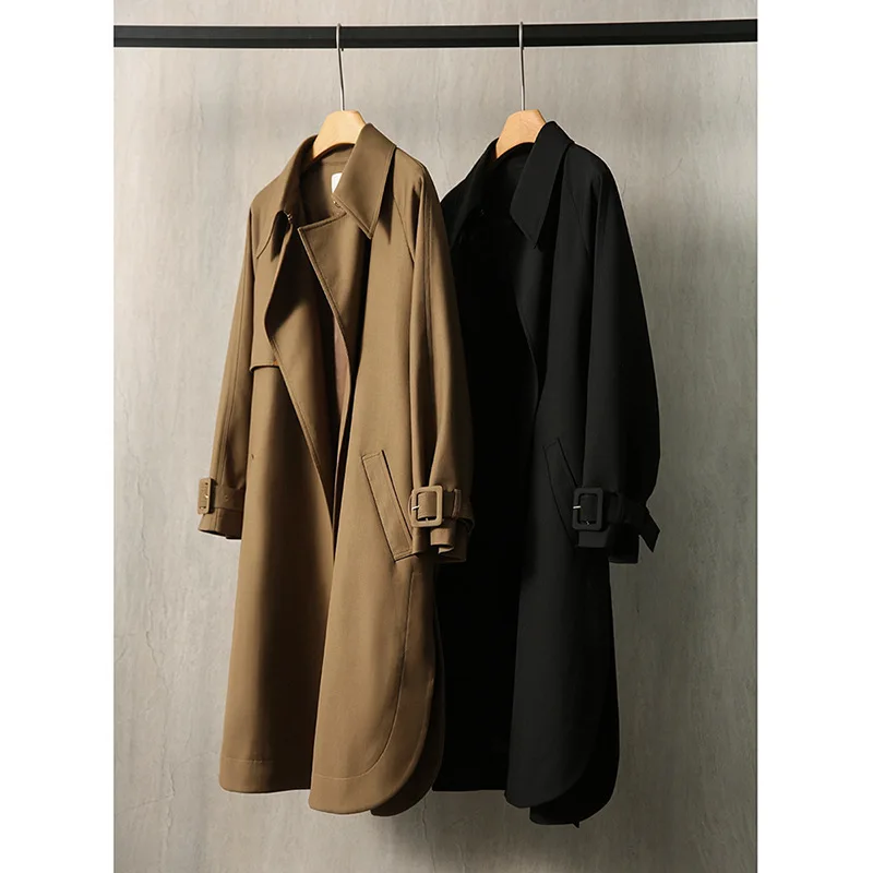 

Women Mid Length Trench Coat Lace Slimming Outerwear Casual