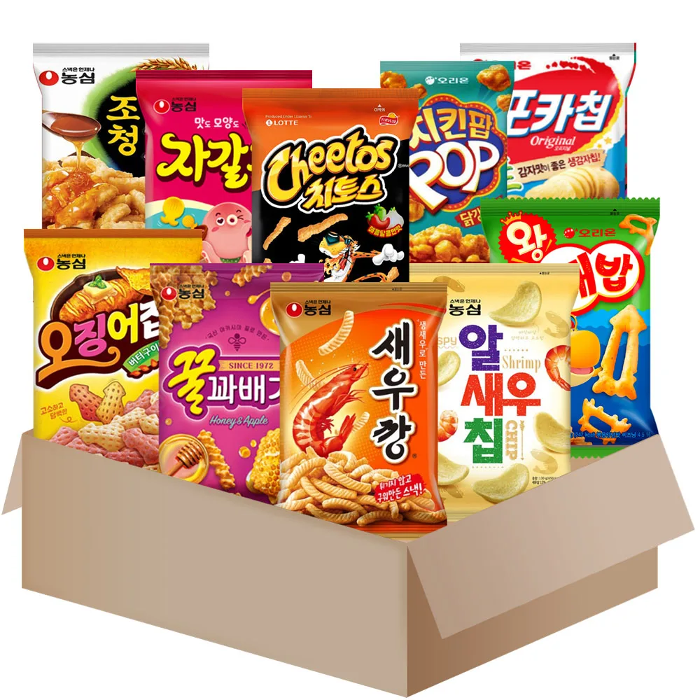 [AL305] Set de snacks { galletas de camarón + honey twist + calamar + pocachips + chicken pops + cheetos } etc.