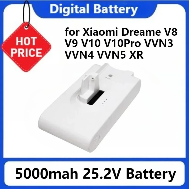 

for Xiaomi Dreame V8 V9 V10 V10Pro VVN3 VVN4 VVN5 XR Lithium Ion Battery Replacement Vacuum Cleaner Spare Battery 5000mah 25.2V