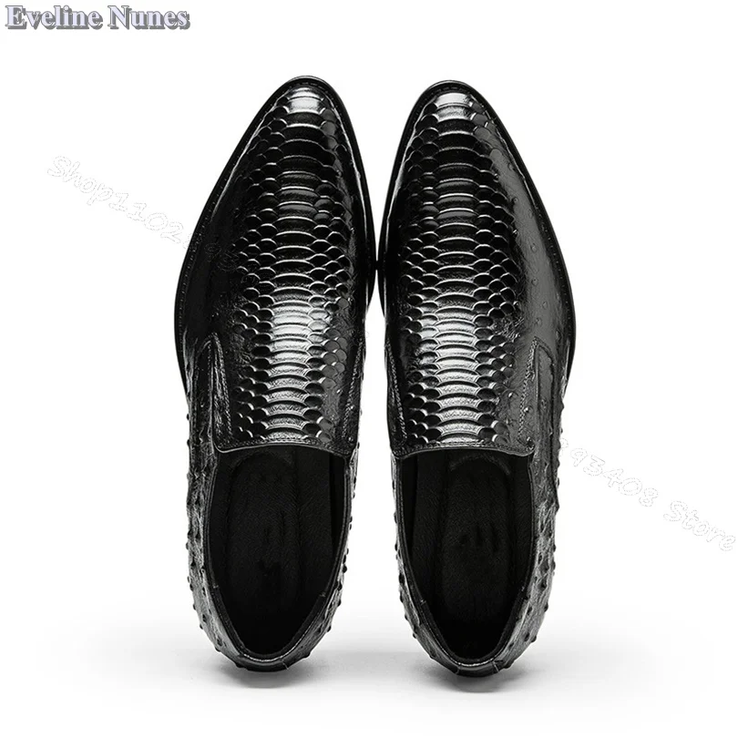 Black Animal Pattern Pumps High Heels Slip on Party Shoes Formal Personality New Fashion Men Shoes Size 37~44 Zapatillas Mujer